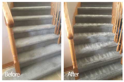 Before and after of carpet cleaning